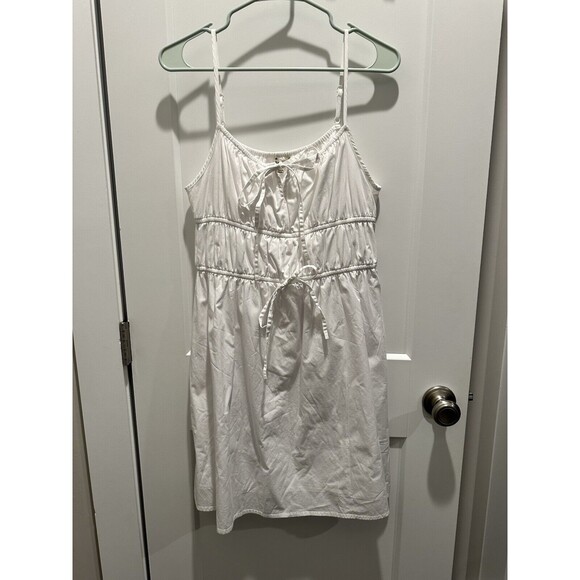 Women’s Sim & Sam White Knit Sundress Size Large With Pockets - Picture 1 of 4